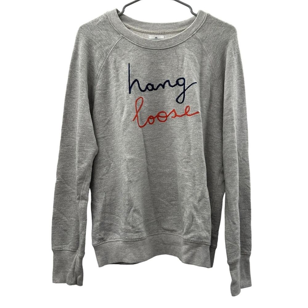 Sundry Gray Hang Loose Embroidered Wording Long Sleeve Crewneck Sweater Sz 1 (S)